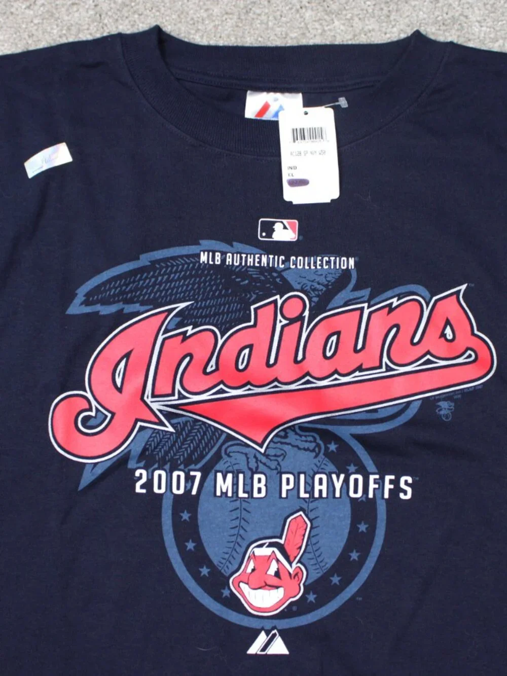 Cleveland Indians Shirt NWT Mens XL Blue Majestic 2007 MLB Playoffs Short Sleeve - Picture 3 of 12